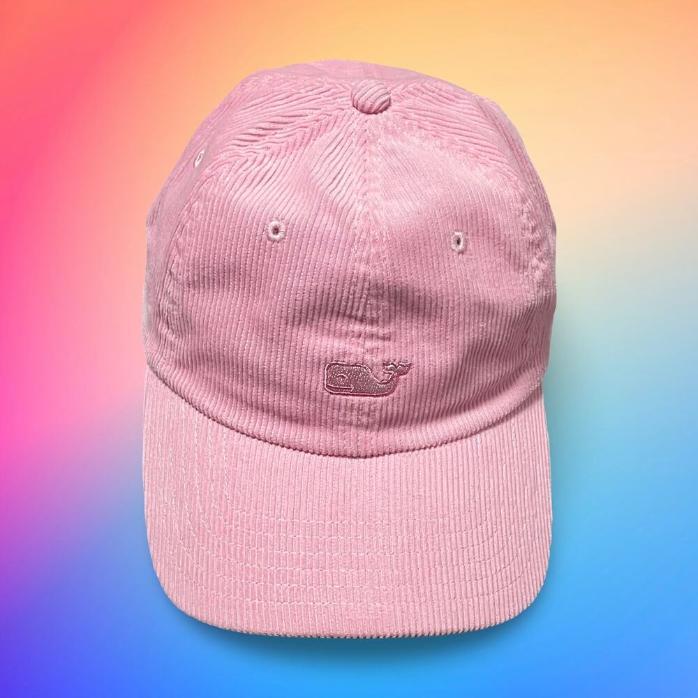 Vineyard Vines Pink Whale Corduroy Baseball Hat Cap Palm Beach Pink Adjustable